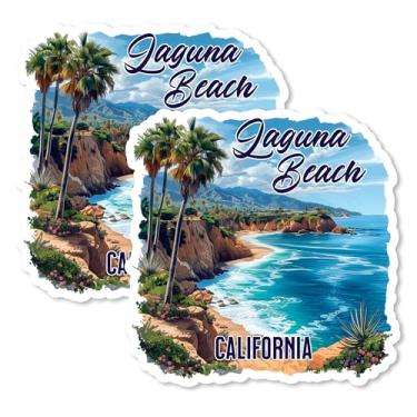 Imagem de Laguna Beach California Magnet 10,2 cm Pacote com 2 Piscinas Maré Surf – Ímãs de viagem decorativos de vinil forte para geladeira armário cozinha escritório – Estética fofa, fresca, durável e