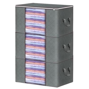 Imagem de Kit 3 Sacos Organizador Multiuso Anti Mofo Dobrável Edredom Cobertores Roupas de Banho Cama Travesseiros