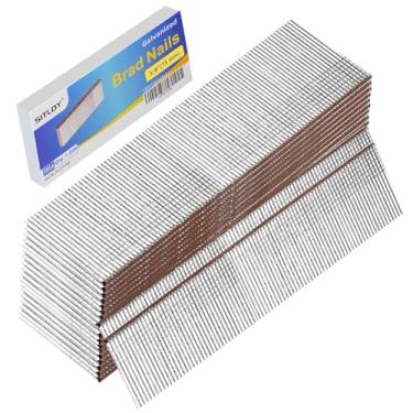 Imagem de SITLDY Pregos galvanizados de calibre 18, cabeça em T marrom, pacote com 1.000 cm, pregos pequenos de acabamento para pistola pneumática, elétrica 18GA Brad Nailer