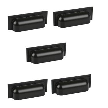 Imagem de Kit 5 Puxador Plymouth Zen Preto Fosco Concha Zp5420.24