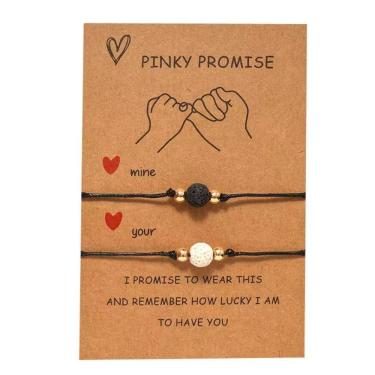 Imagem de Pulseira Casal Fecho Dourado Pedra Bola Preta Branca R5546