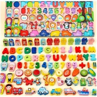 Imagem de Domary Quebra-cabeça com números de madeira Classificador de formas Jogo de contagem e correspondência Jogo de pesca magnética Placa logarítmica Brinquedo Montessori para crianças Educação pré-escolar