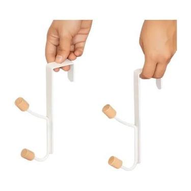 Imagem de Cabideiros Ferreiro Branco C/ Gancho Para Porta 2 Unidades - oikos