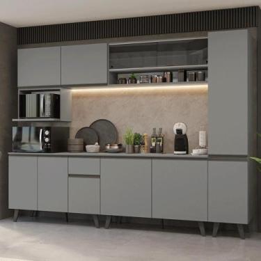 Imagem de Armário De Cozinha Completa 280 Cm Cinza Nice Madesa 03