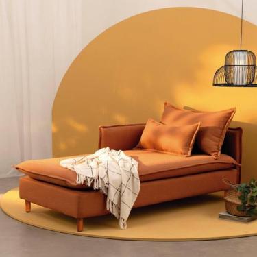 Imagem de Sofá Modular Chaise Braço Lateral com Pé Madeira Sôma CabeCasa Madeira