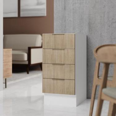 Imagem de Balcão 4 Gavetas 40cm sem Tampo com Rodapé Ipanema CabeCasa MadeiraOri