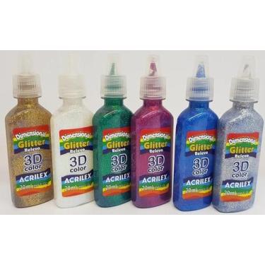 Imagem de Tinta Dimensional 3d Glitter Acrilex Com 6 Potes De 20ml