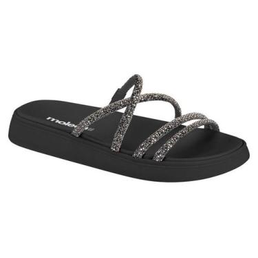 Imagem de Sandália Rasteira Moleca Com Tiras Brilhantes Black Diamond, Black dia