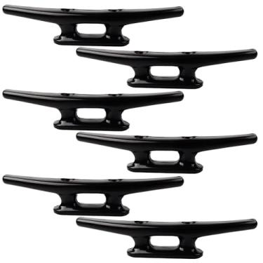 Imagem de Laorde Chuteiras de nylon pretas para barco, 10 cm/12,7 cm/15,2 cm/20,3 cm, grampos de doca de grau marítimo para corda, caiaque, amarração, canoa, decoração marítima (pacote com 6)