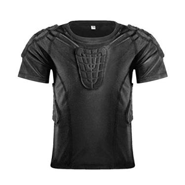 Imagem de Jellybro – Camisetas de futebol para meninos com enchimento para crianças, conjunto de equipamentos de proteção, traje de treino para basquete, futebol americano, protetor de peito canelado para jovens, shirts-black, Large