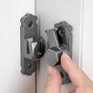 Imagem de INIRET 2 pacotes de travas de porta de celeiro cinza, trava de porta de liga de alumínio 90/180 graus, trava de porta de ângulo reto, ferragens para fechaduras de portão, trava de segurança de porta