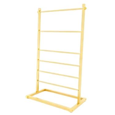 Imagem de Colaxi Organizador de fitas, suporte de fitas, prateleira de armazenamento de fios, economizador de espaço, metal, 6 camadas, para loja de varejo, Ouro