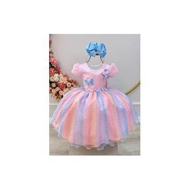 Imagem de Vestido Infantil Rosa Jardim Encantado Chuva de Amor Arco Iris - Taman