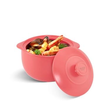 Imagem de Minh Long 2qt Forno holandês de porcelana, caçarola de cerâmica com tampa, panela de barro para cozinhar, usar para marinar, cozinhar, assar, refrigerar e servir, ideal para o dia dos pais