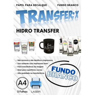Imagem de Papel Hidro Transfer A4 Fundo Branco 5 Folhas - Transferix
