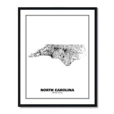 Imagem de Susie Arts Pôster de arte abstrata de mapa de rua do estado da Carolina do Norte, 28 x 35,5 cm, decoração de parede, casa, escritório, escola, sds030