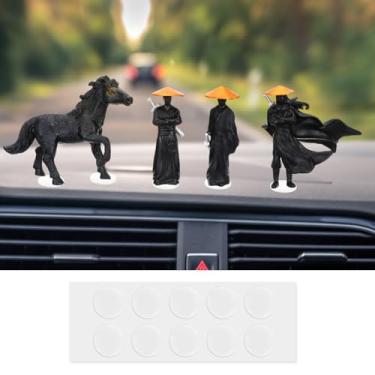 Imagem de XLIUAX 4pcs Mini Resin Chinese Swordsman Figurines, Chinese Warriors Figurines Martial Arts Swordsman Set Samurai Statue Decor for Car Rearview Mirror & Dashboard Decorations Gifts
