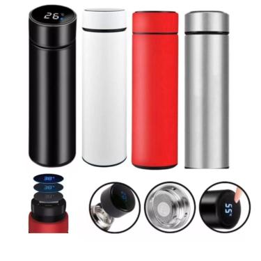 Imagem de Kit 4 Garrafas Térmicas Aço Inox Termômetro Led Digital