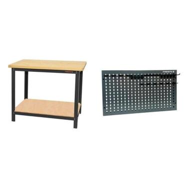 Imagem de Conjunto de Organização Profissional 1 Bancada Aberta Cm 1 Painel para Ferramentas em Aço Presto Preto