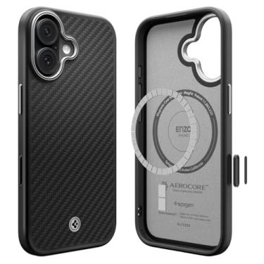 Imagem de Capa Spigen para iPhone 17, Enzo Aramid T, projetada para Apple iPhone 17 - Preto Prata