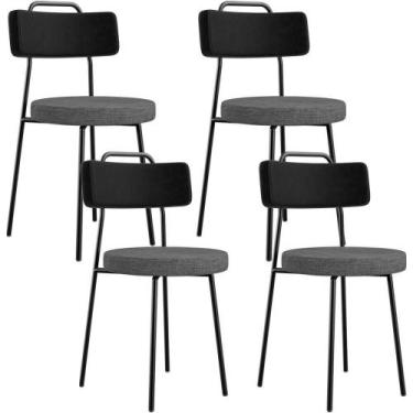 Imagem de Kit 04 Cadeiras Estofada Sala De Jantar Barcelona L02 material sintéti