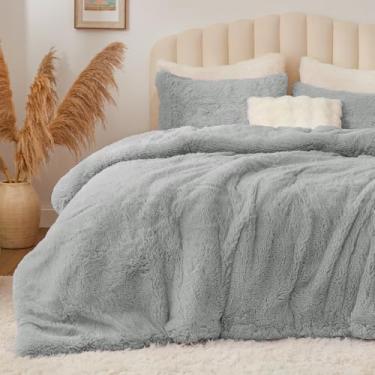Imagem de BEDELITE Jogo de cama queen com edredom fofo e cinza, de pele sintética felpuda, 3 peças (1 edredom e 2 fronhas) como presente para mulheres