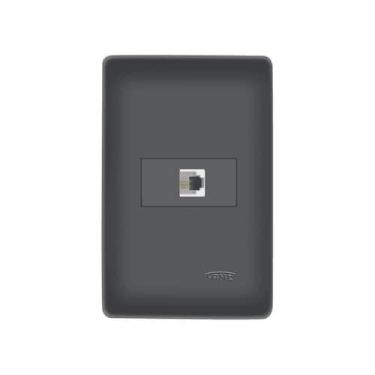 Imagem de Tomada para Telefone Fame Habitat Black RJ11 4 Vias com Placa 4x2, Pre