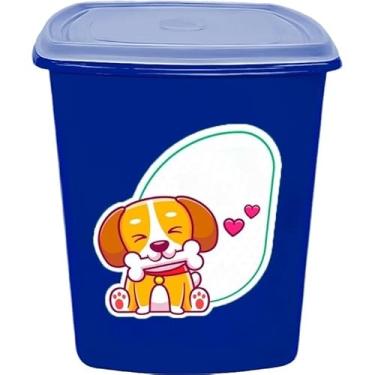 Imagem de Porta Ração 6 litros Pote para Ração de Cães e Gatos (Cachorro Azul,1 unidade)