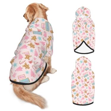 Imagem de Fantasia de cachorro de Natal com capuz para cães grandes - Fantasia macia de Natal para animais de estimação com orifício e bolso, roupas engraçadas para cães de raça média a grande menino/menina