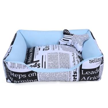 Imagem de Cama para Pet em Formato de Ninho - Conforto Seguro, Fundo Impermeável e Design Aconchegante para Cachorros e Gatos (Jornal Turquesa)