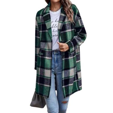 Imagem de Casaco Zeagoo Plaid Shacket Trench Coat para mulheres