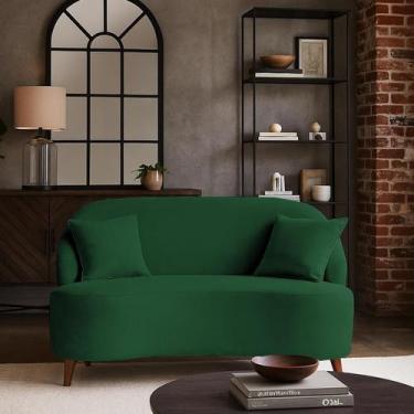 Imagem de Sofá Orgânico Curvo 2 Lugares Feijão Suede - BL Decor, Verde