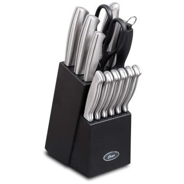 Imagem de Conjunto de Facas com Afiador Embutido e Bloco de Bancada Peças, OSTER 70561.14, Prateado
