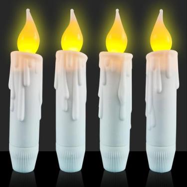 Imagem de Velas curtas cônicas sem chama, 12 cm, LED branco, conjunto de 4 - Mar