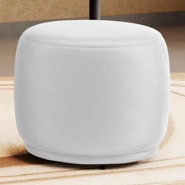 Imagem de Puff Decorativo Orgânico Living Molly Redondo Couríssimo Branco - Desk Design