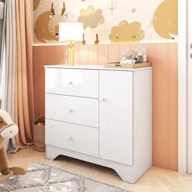 Imagem de Cômoda Infantil 1 Porta e 3 Gavetas 100% MDF Cocada - Móveis Peroba