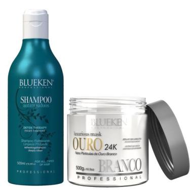 Imagem de Shampoo Detox Therapy Antirresíduos Blueken 500ml e Máscara Ouro Branc