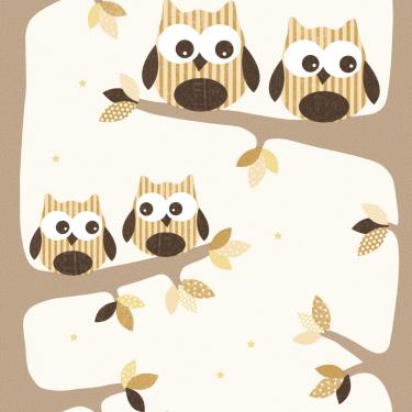 Imagem de Papel de Parede Fofura Baby Corujas Marrom FF4045