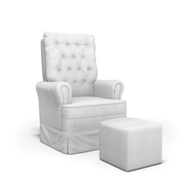 Imagem de Poltrona de Amamentação com Balanço e Puff Laura Linho Cinza Grosso TC187 Base de Madeira G01 - D'Rossi