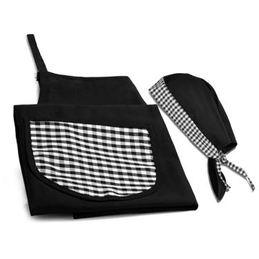 Imagem de Avental E Bandana Gourmet Em Brim - Preto Welf