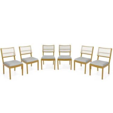 Imagem de Kit Com 6 Cadeiras Milena Madeira Maciça Assentos Estofados Encostos D