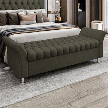 Imagem de Recamier Puff Estofado Queen 160 Cm ágata Veludo Marrom