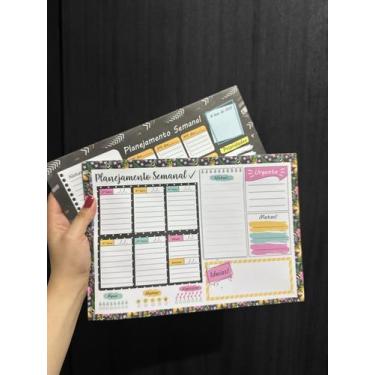Imagem de Bloco Planner de Anotações Planejamento Semanal de Mesa Recados 29x21c