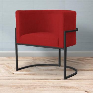 Imagem de Poltrona Decorativa Consultório Luna Suede Base Preta - Straso Móveis,