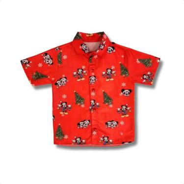 Imagem de Camisa Infantil Mickey E Minnie Natal Papai Noel Vermelha - Pequenos E