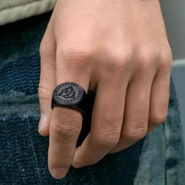 Imagem de Anel Viking masculino de aço inoxidável com símbolo de amuleto runa dedo mindinho joia altamente polida tamanho 7-14, 08, Aço inoxidável, Sem pedra preciosa