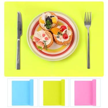 Imagem de Jogo americano verde de silicone lavável tapetes antiderrapantes para mesa de jantar, tarefas de artesanato