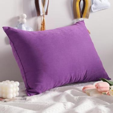 Imagem de Travesseiro de viagem, travesseiro alternativo de 33 x 45 cm, lavável na máquina - 1 pacote de travesseiro pequeno macio e respirável, roxo
