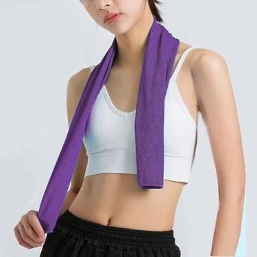 Imagem de Toalhas refrescantes (101,6 cm x 30,5 cm), toalhas refrescantes para pescoço e rosto, toalha de ginástica para malhar, toalha de gelo respirável macia para ioga, esportes, corrida, golfe - roxo