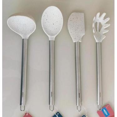 Imagem de Kit de utensílios 4pçs em silicone DUO, Concha, Colher, Espátula e Peg